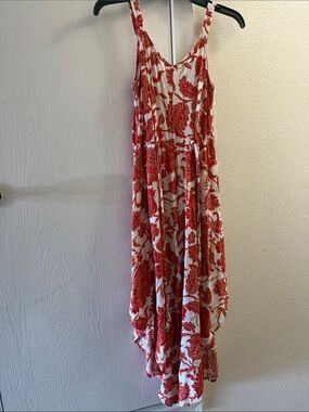 Red and White Floral Maxi Dress